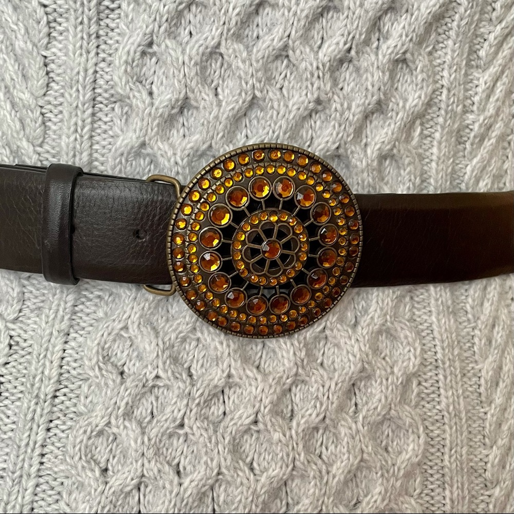 Rhinestone belt, real leather. Big buckle. - Picture 2 of 8